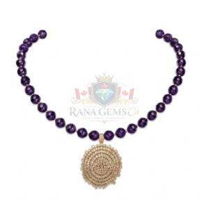 Round Amethyst Necklace with Pendant