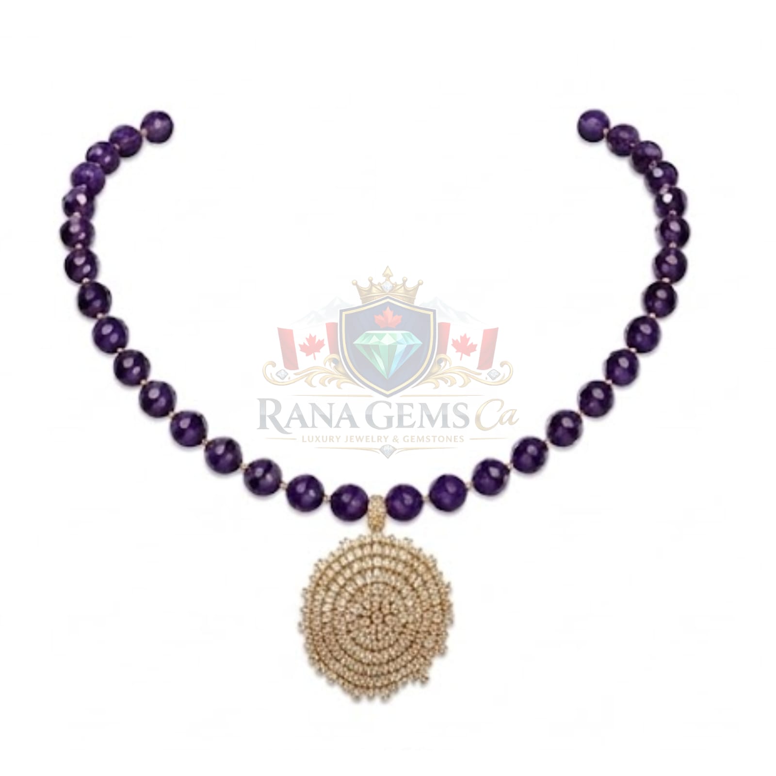 Round Amethyst Necklace with Pendant