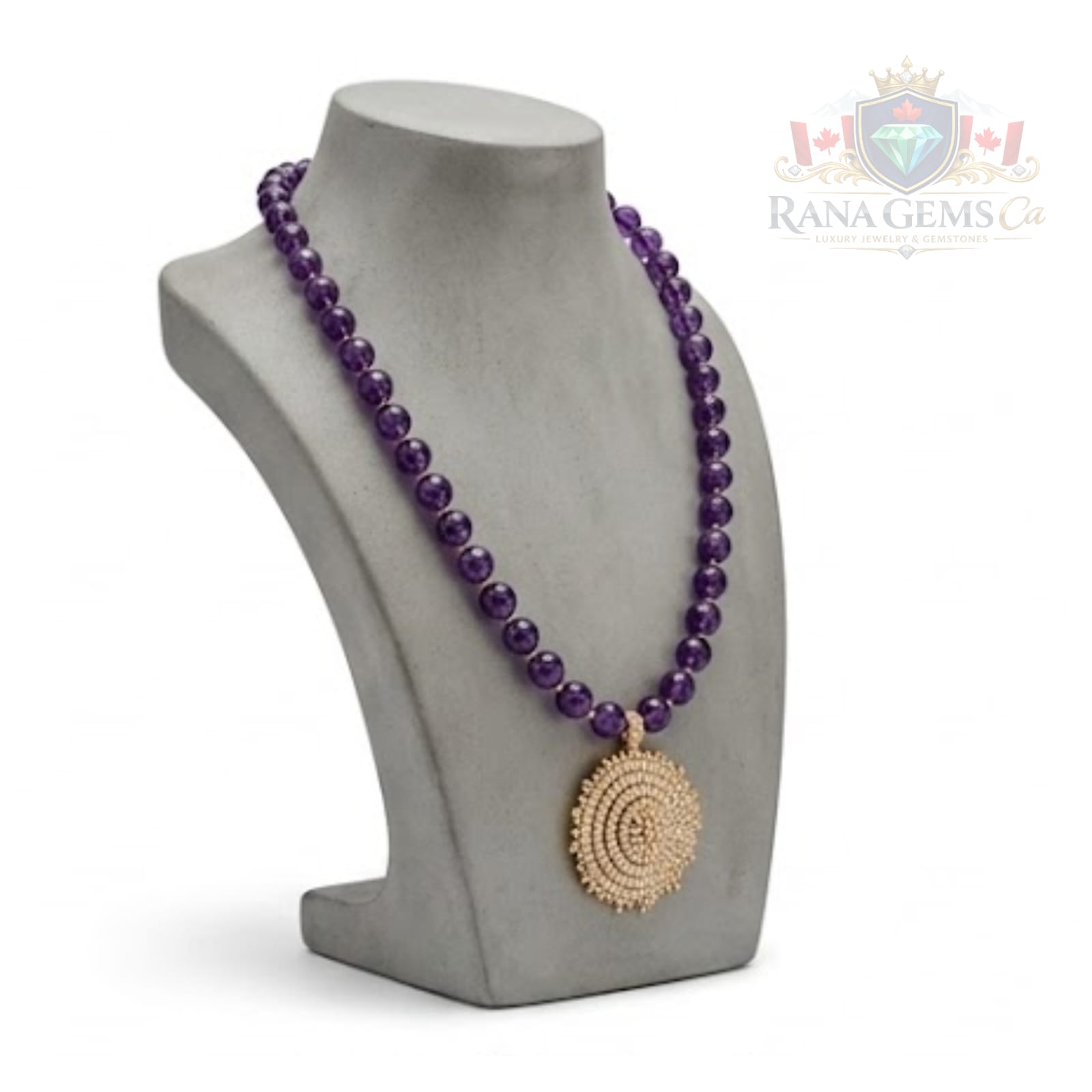 Round Amethyst Necklace with Pendant