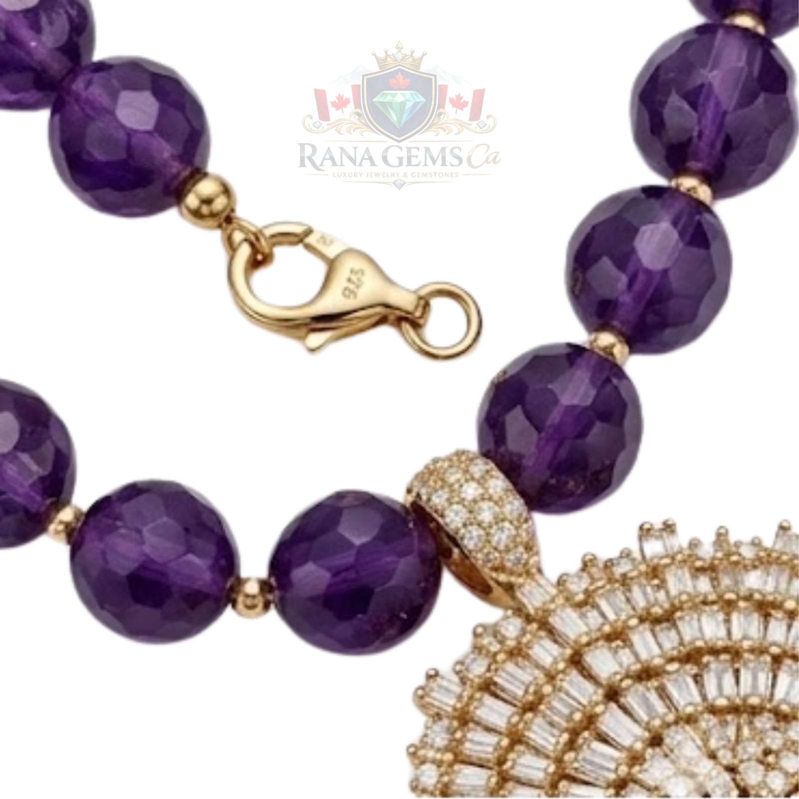 Round Amethyst Necklace with Pendant