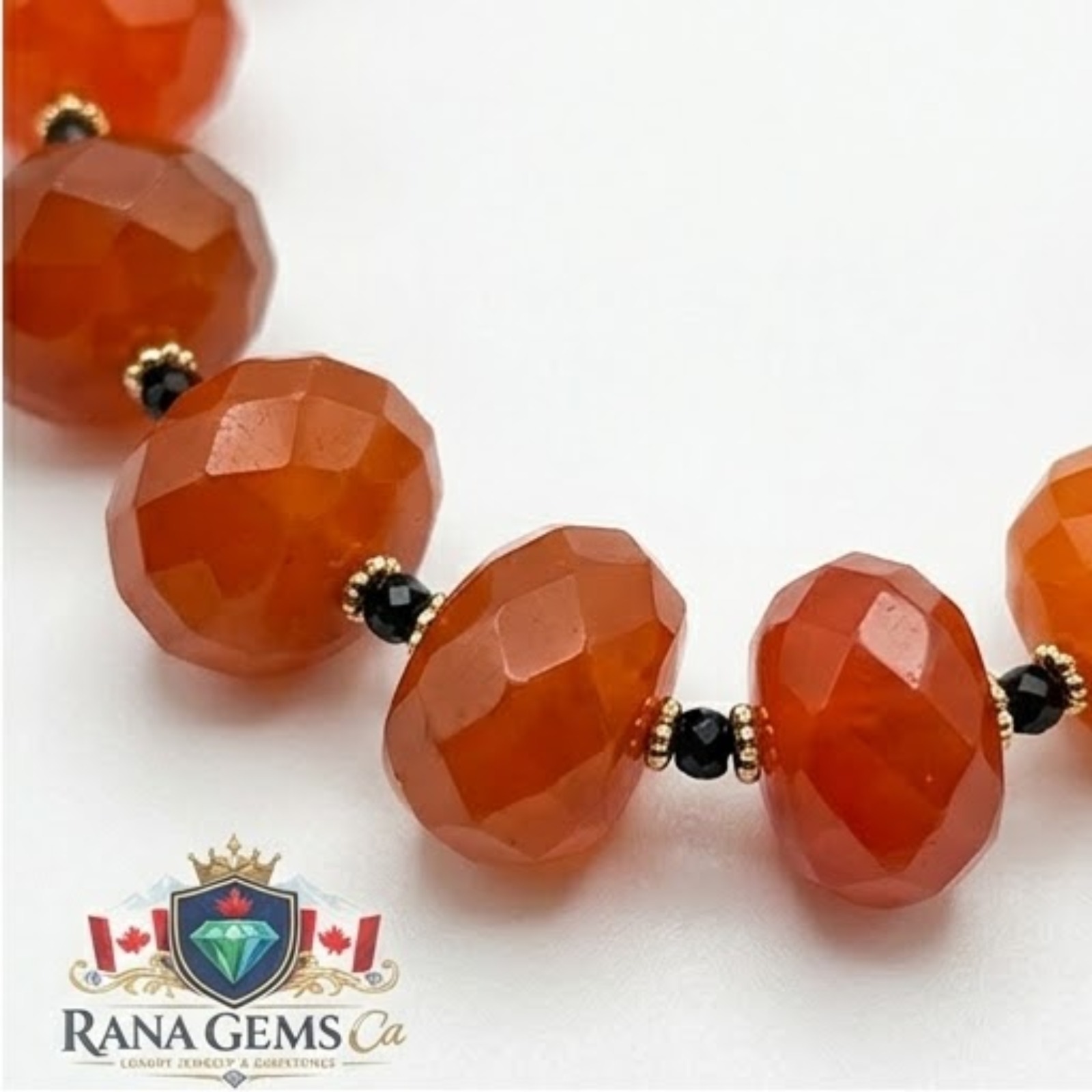 Flat Carnelian Necklace with Spinel