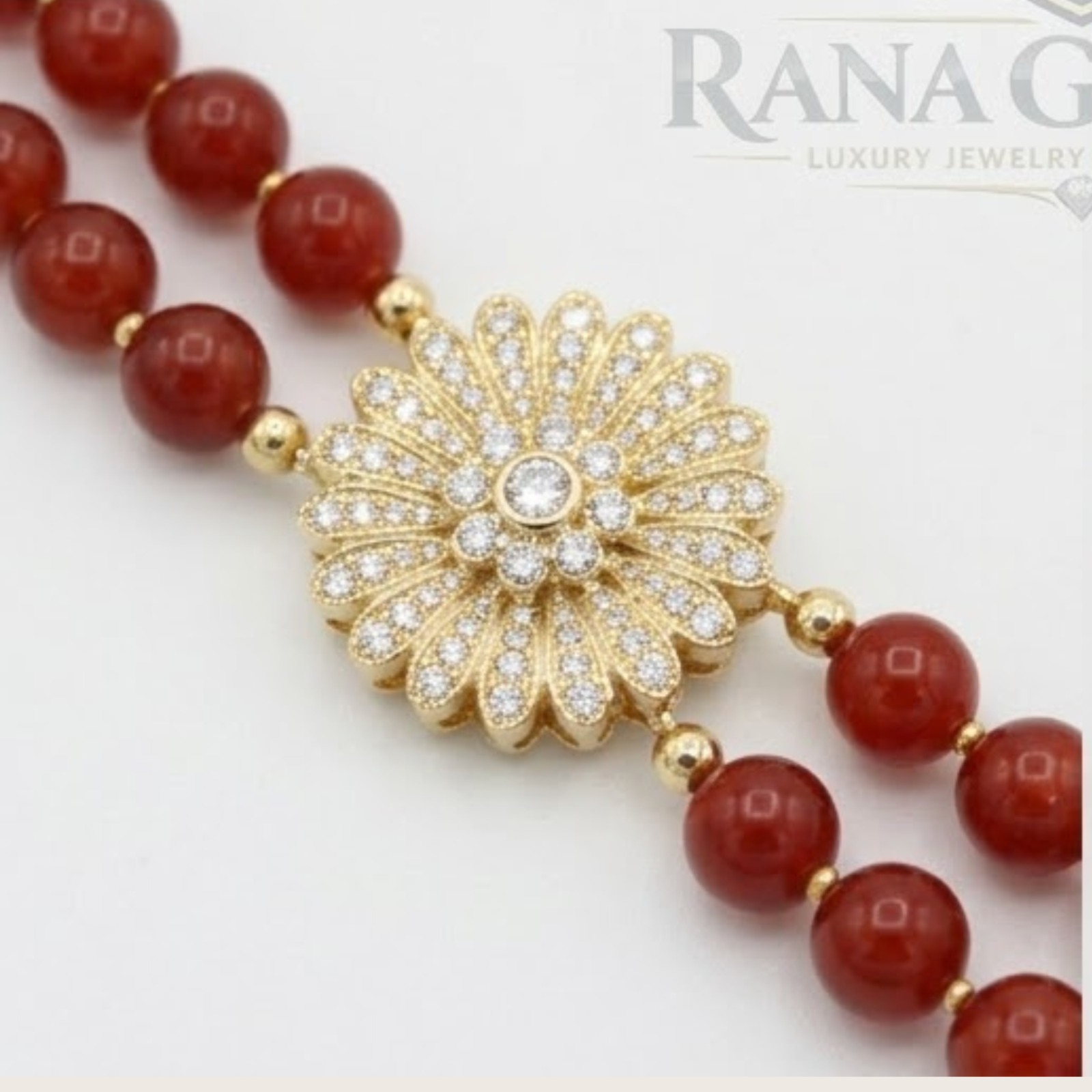 Two Line Carnelian Necklace with Side Pendant and FREE Earrings