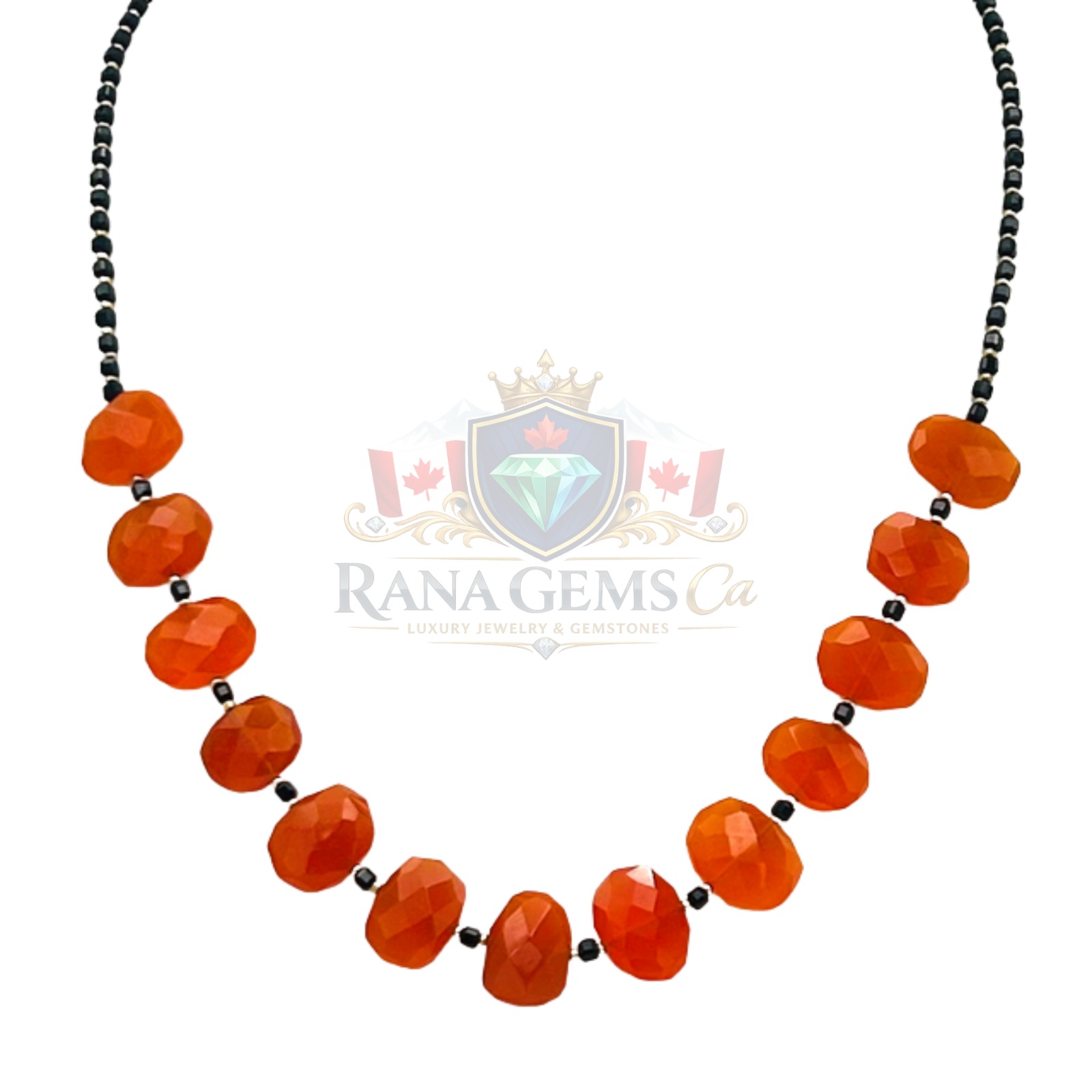 Flat Carnelian Necklace with Spinel
