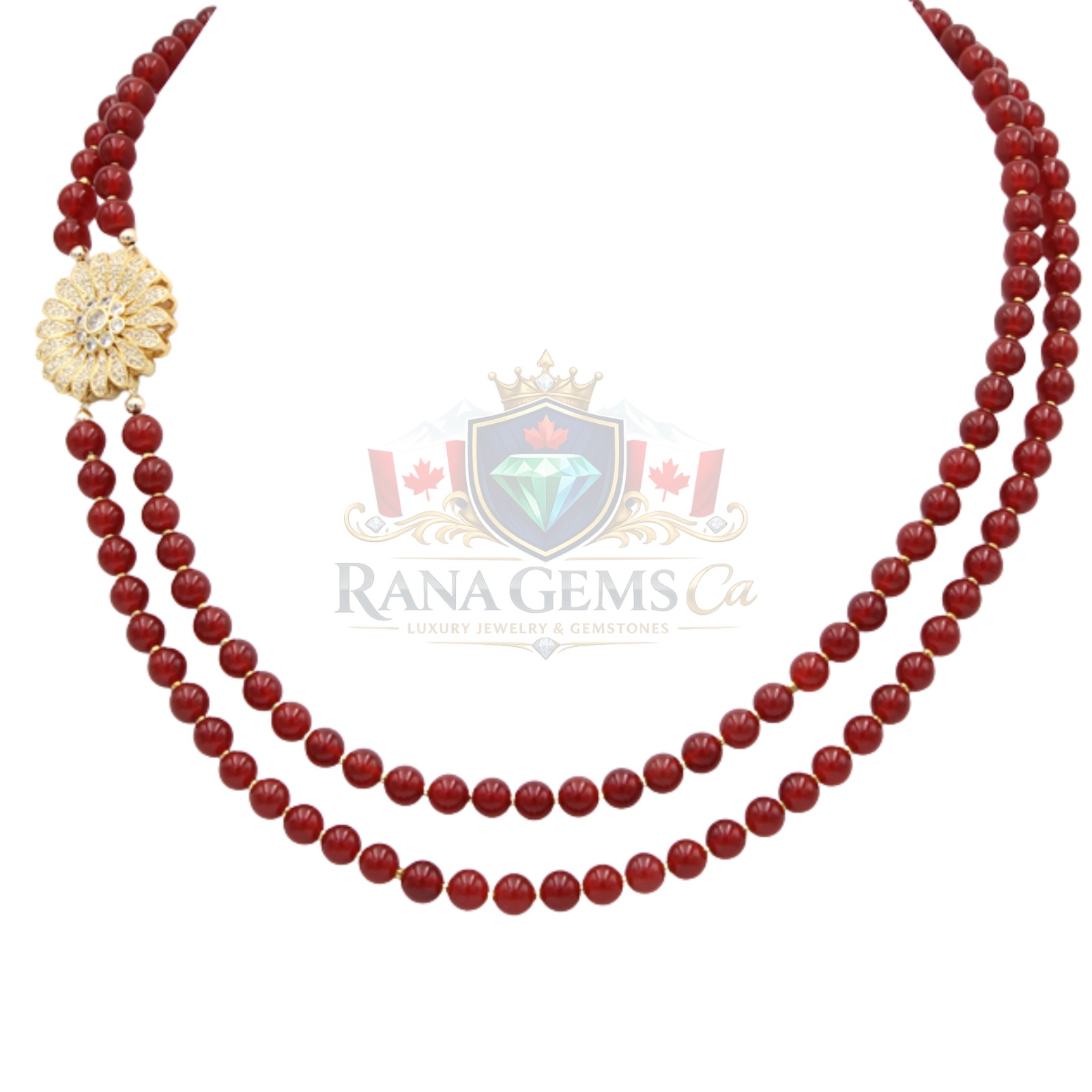 Two Line Carnelian Necklace with Side Pendant and FREE Earrings