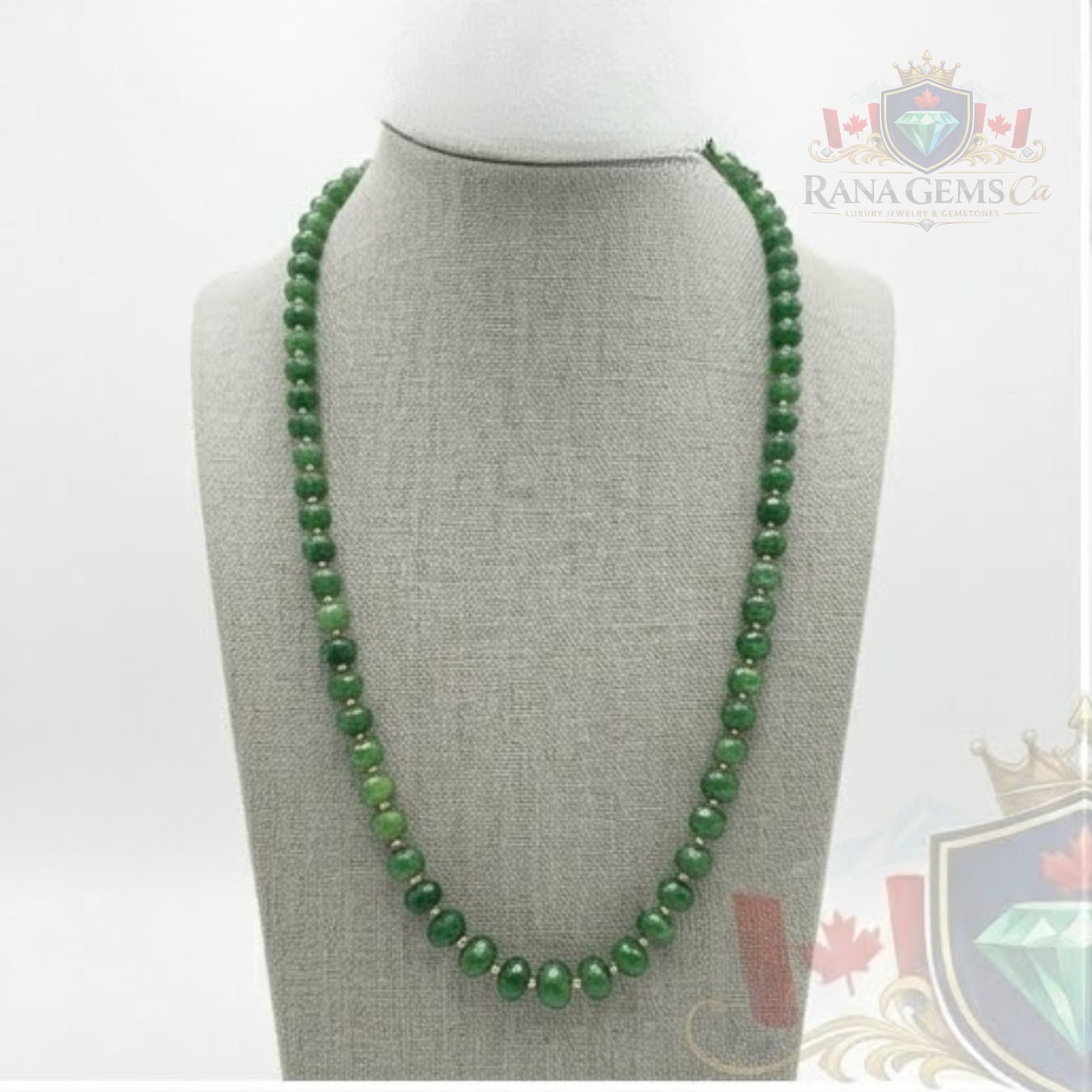 Faceted Emerald Necklace with Gold Beads