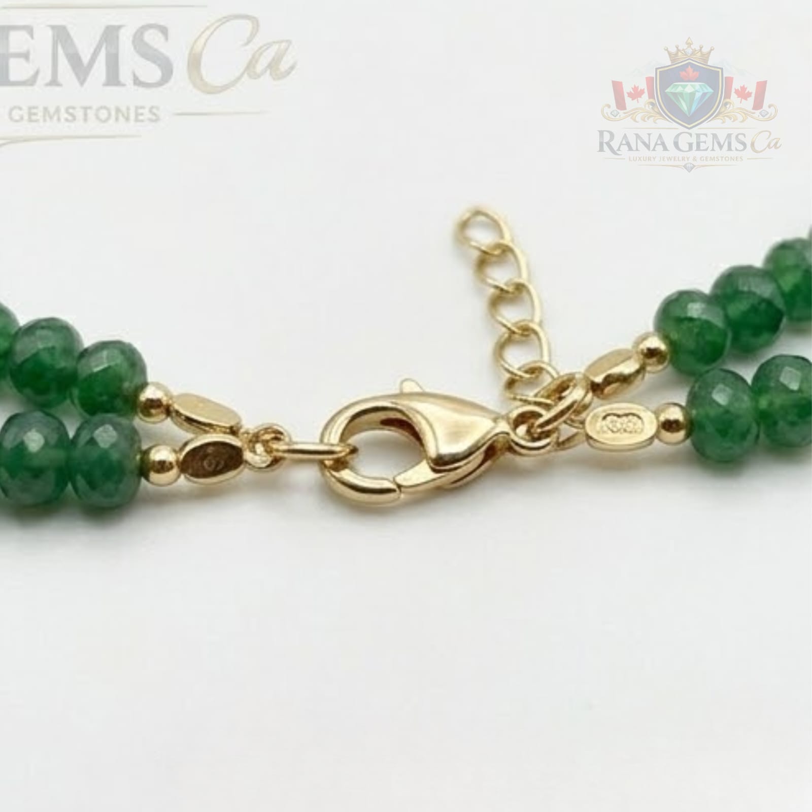 Faceted Emerald Necklace with Gold Beads