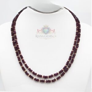 Two Line Faceted Garnet Necklace