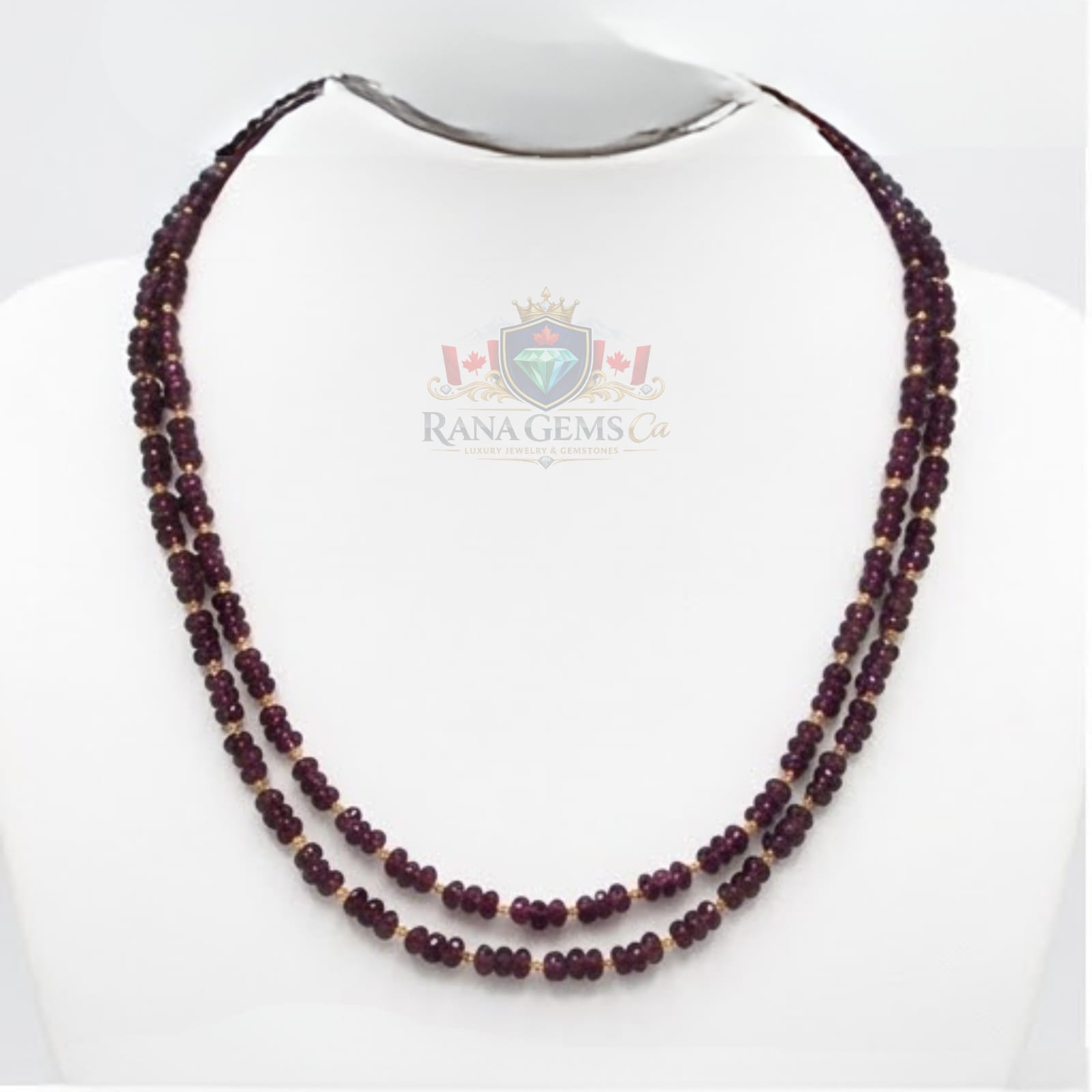 Two Line Faceted Garnet Necklace