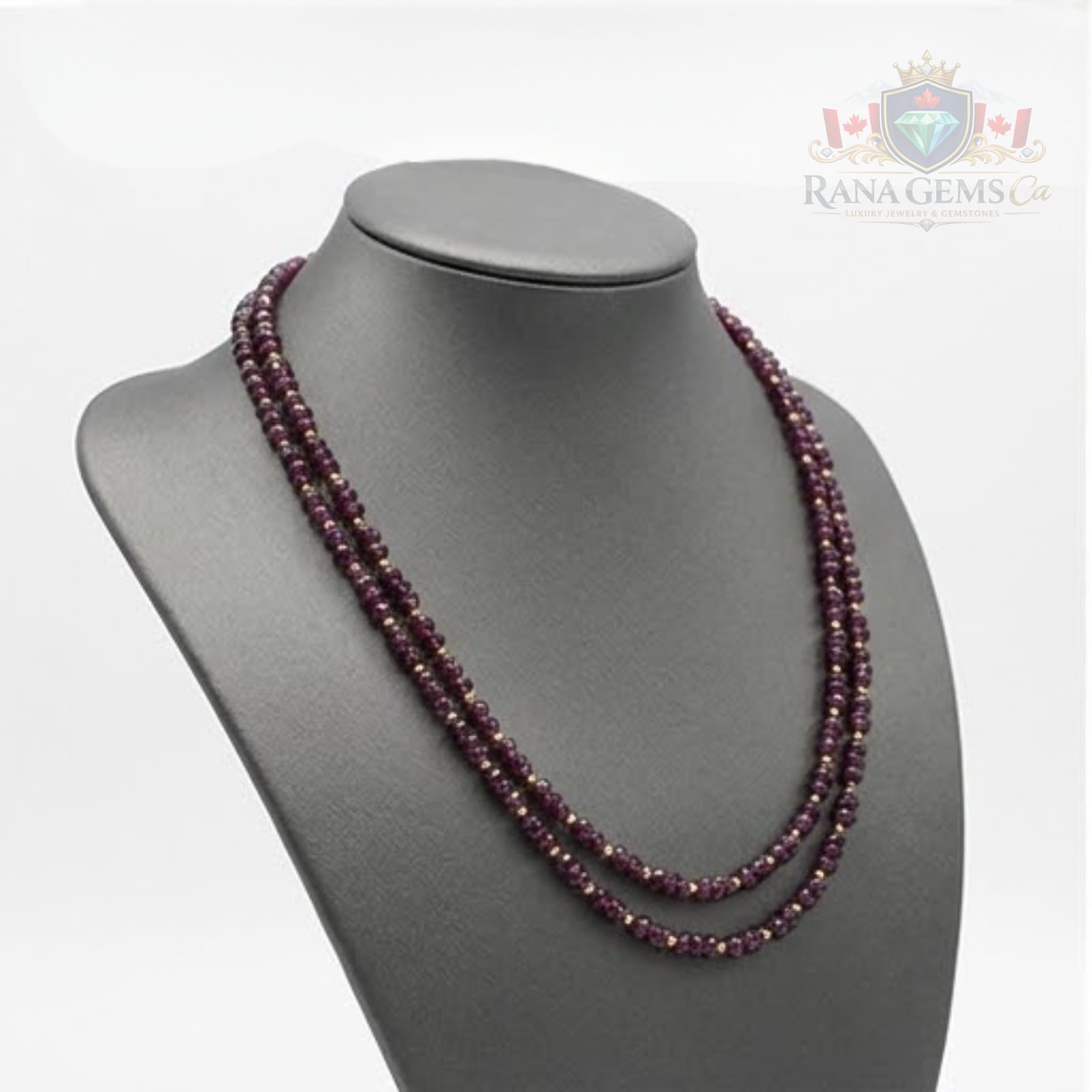 Two Line Faceted Garnet Necklace