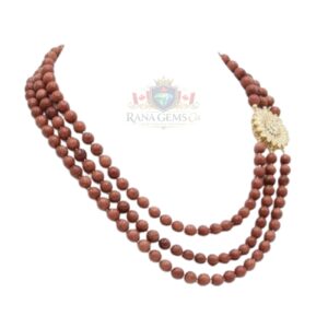 Three Line Goldstone Necklace with Side Pendant and FREE Earrings