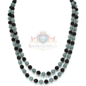 Onyx and Grey Pumpkin Malai Jade Necklace