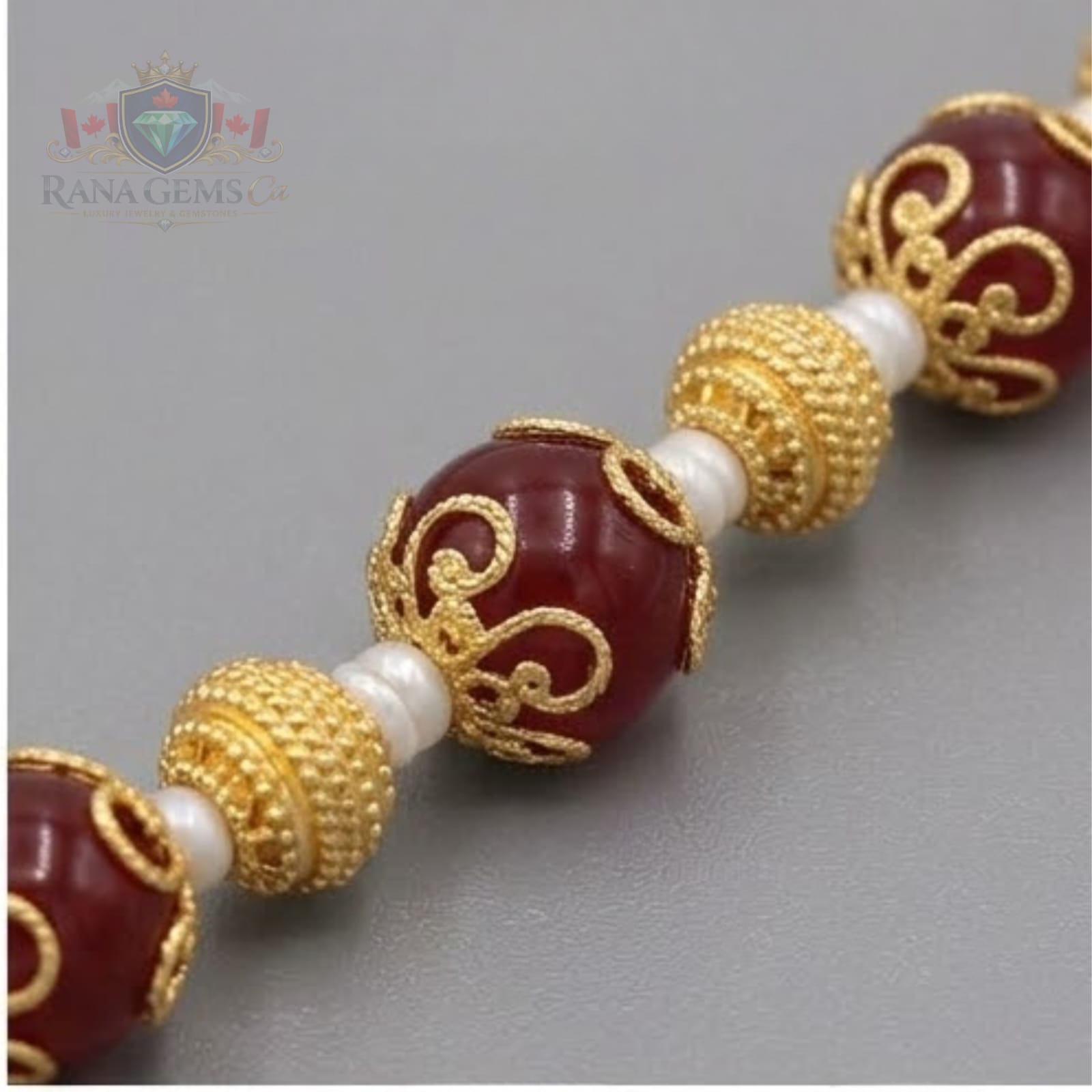 Pearl and Red Jade Necklace