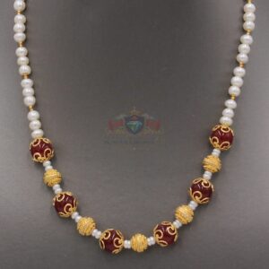 Pearl and Red Jade Necklace