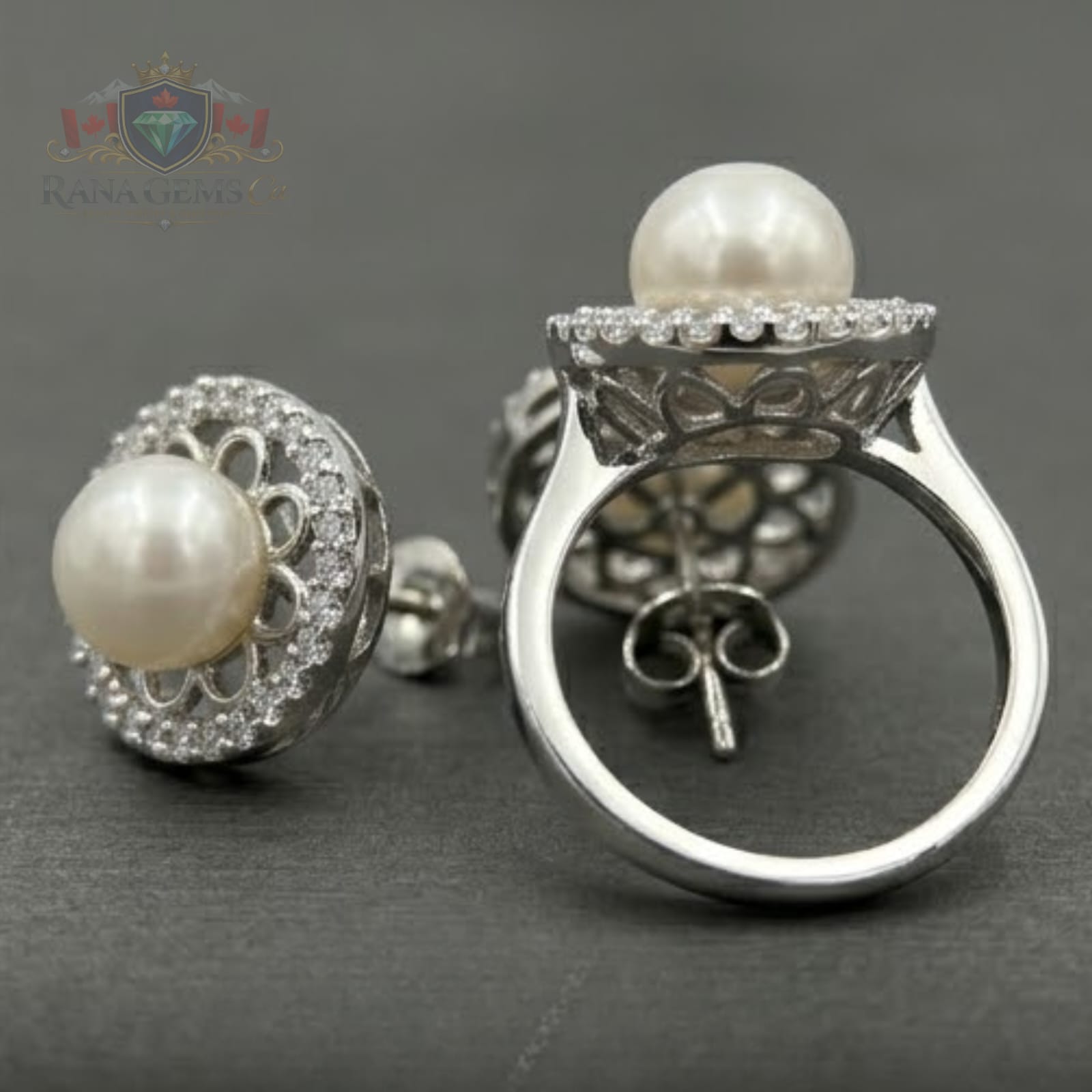 White Freshwater Pearl Necklace, Ring & Earring Set