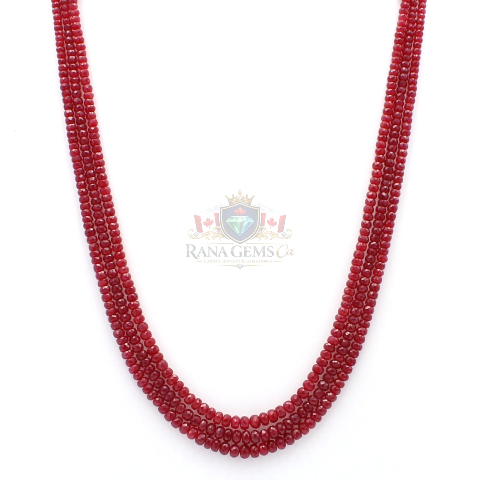 Faceted Three Layer Ruby Necklace