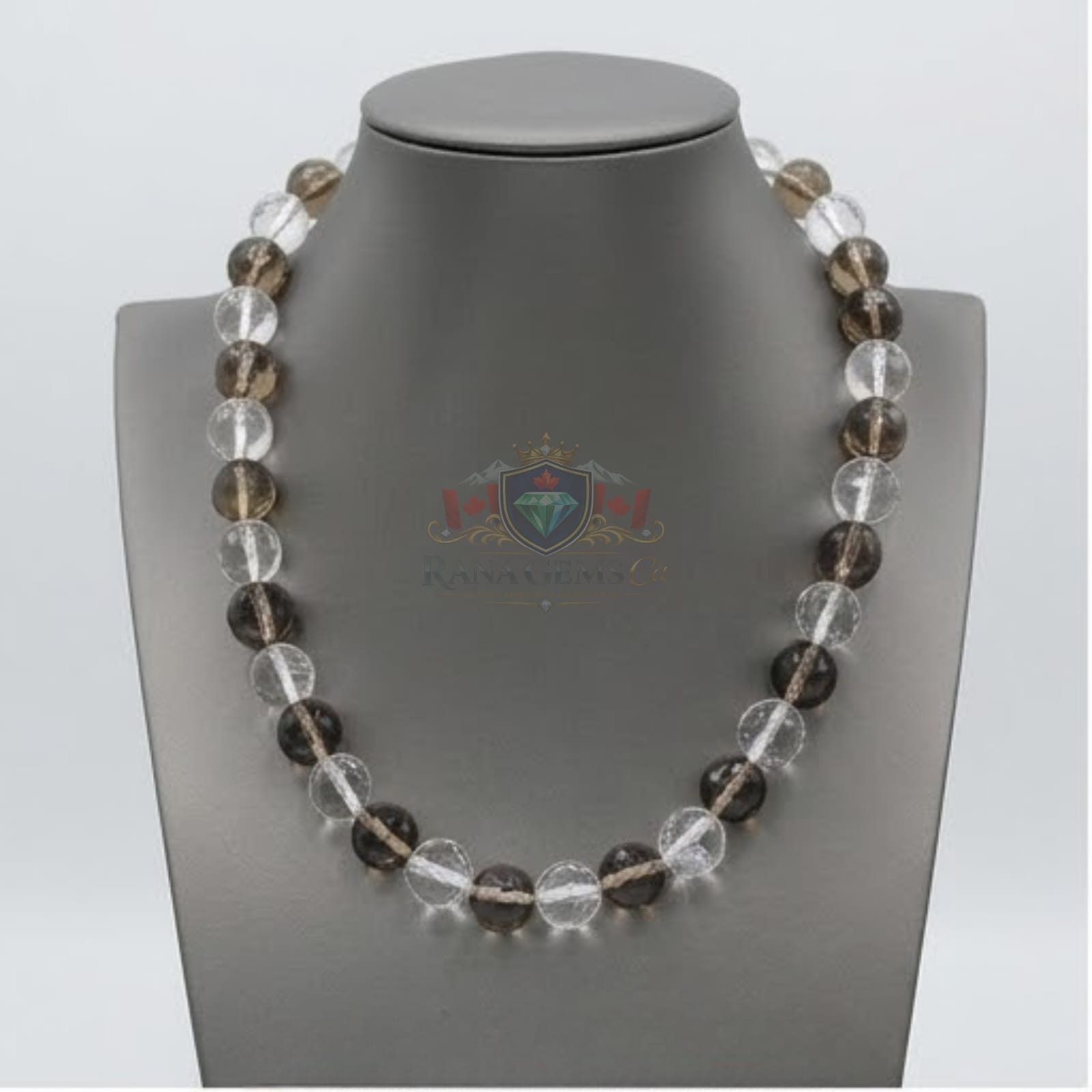 Aura Crystal and Smoky Topaz Necklace