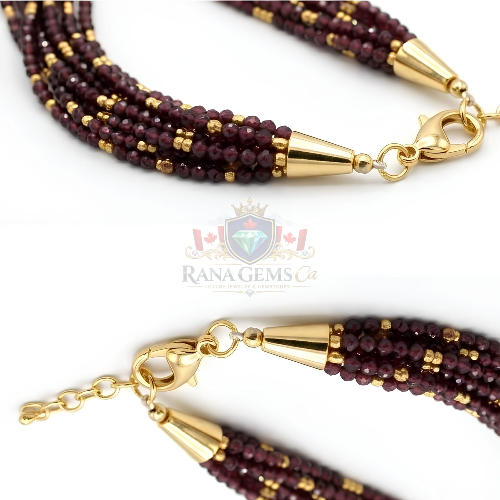 Garnet + Gold Beads String
