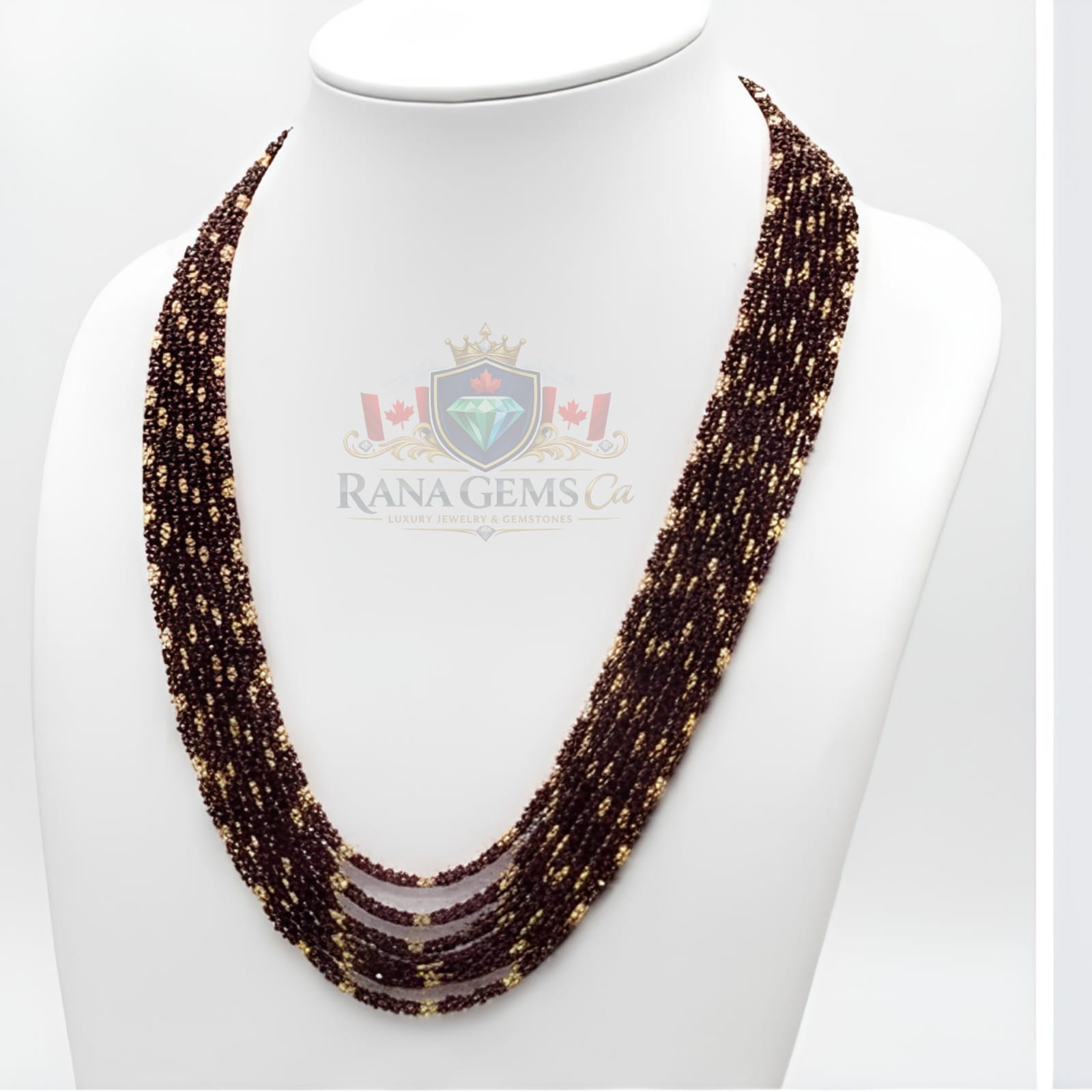 Garnet + Gold Beads String