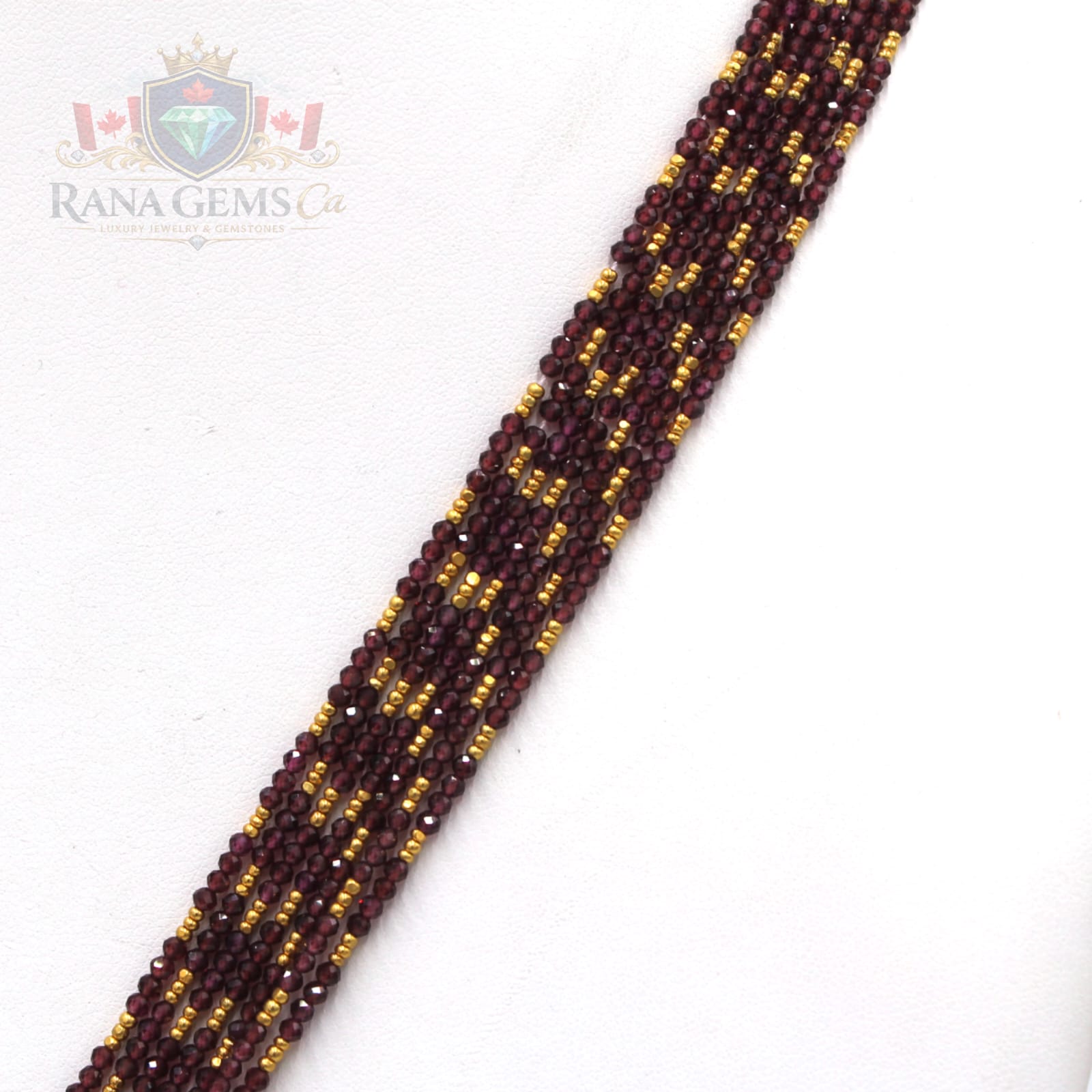 Garnet + Gold Beads String