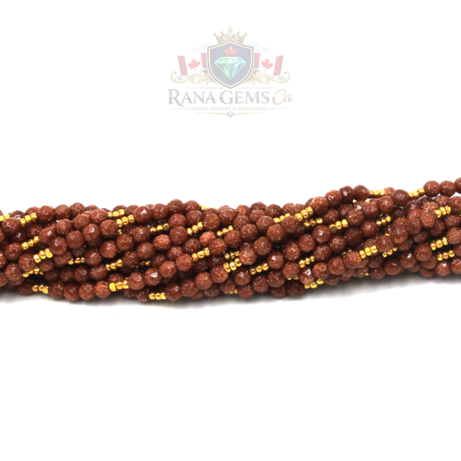 Goldstone + Gold Beads String