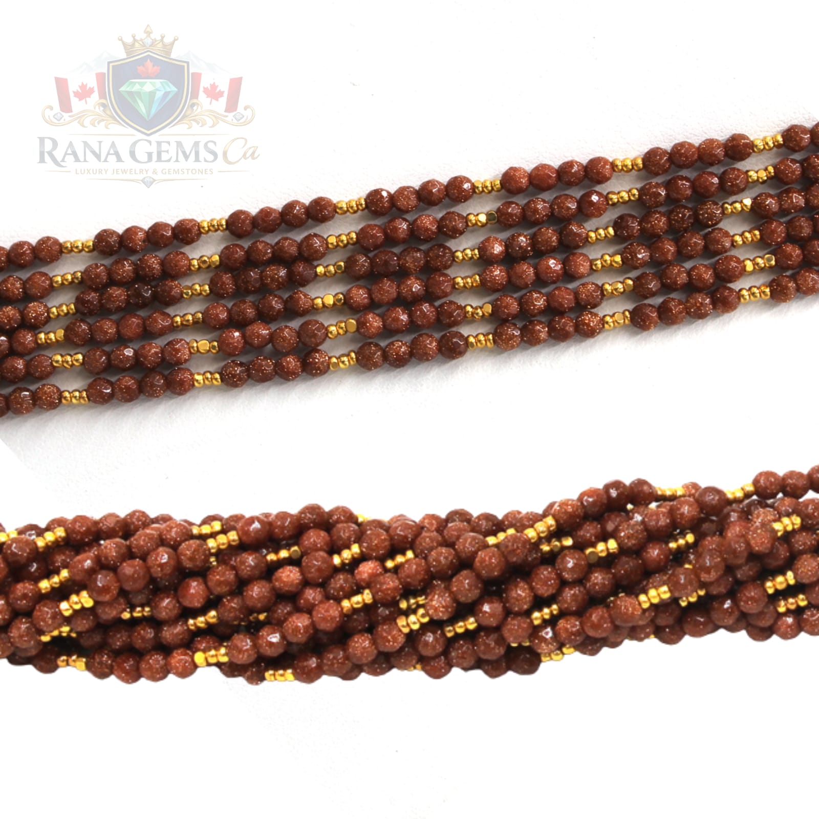 Goldstone + Gold Beads String