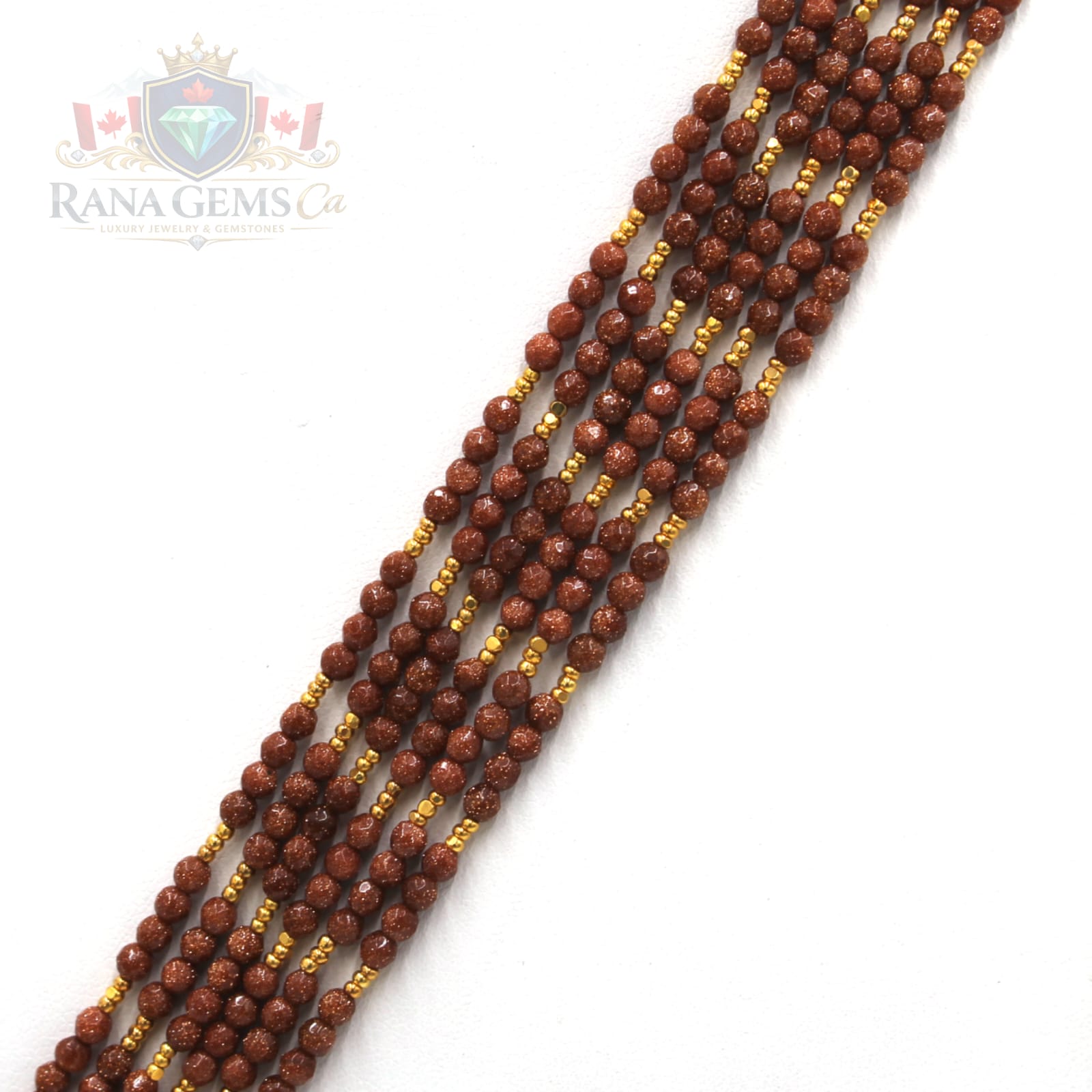 Goldstone + Gold Beads String