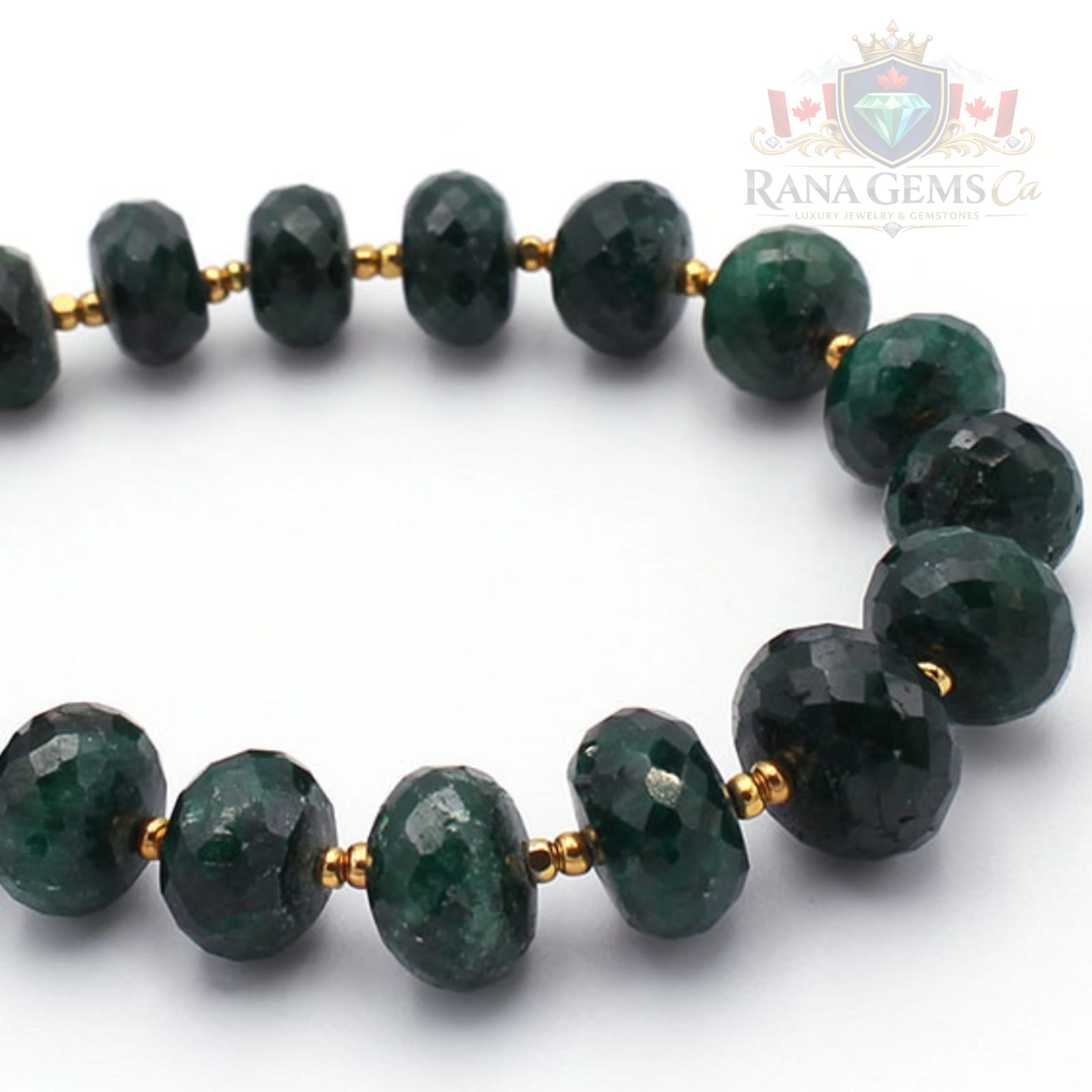 Emerald Necklace with Gold Beads, 320 carats