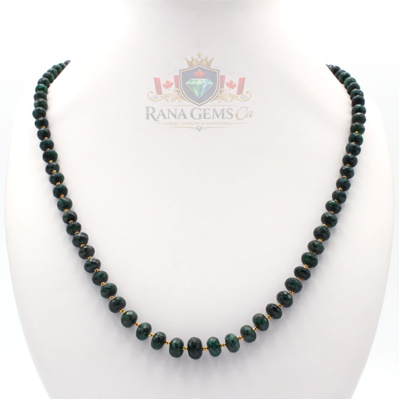 Emerald Necklace with Gold Beads, 320 carats
