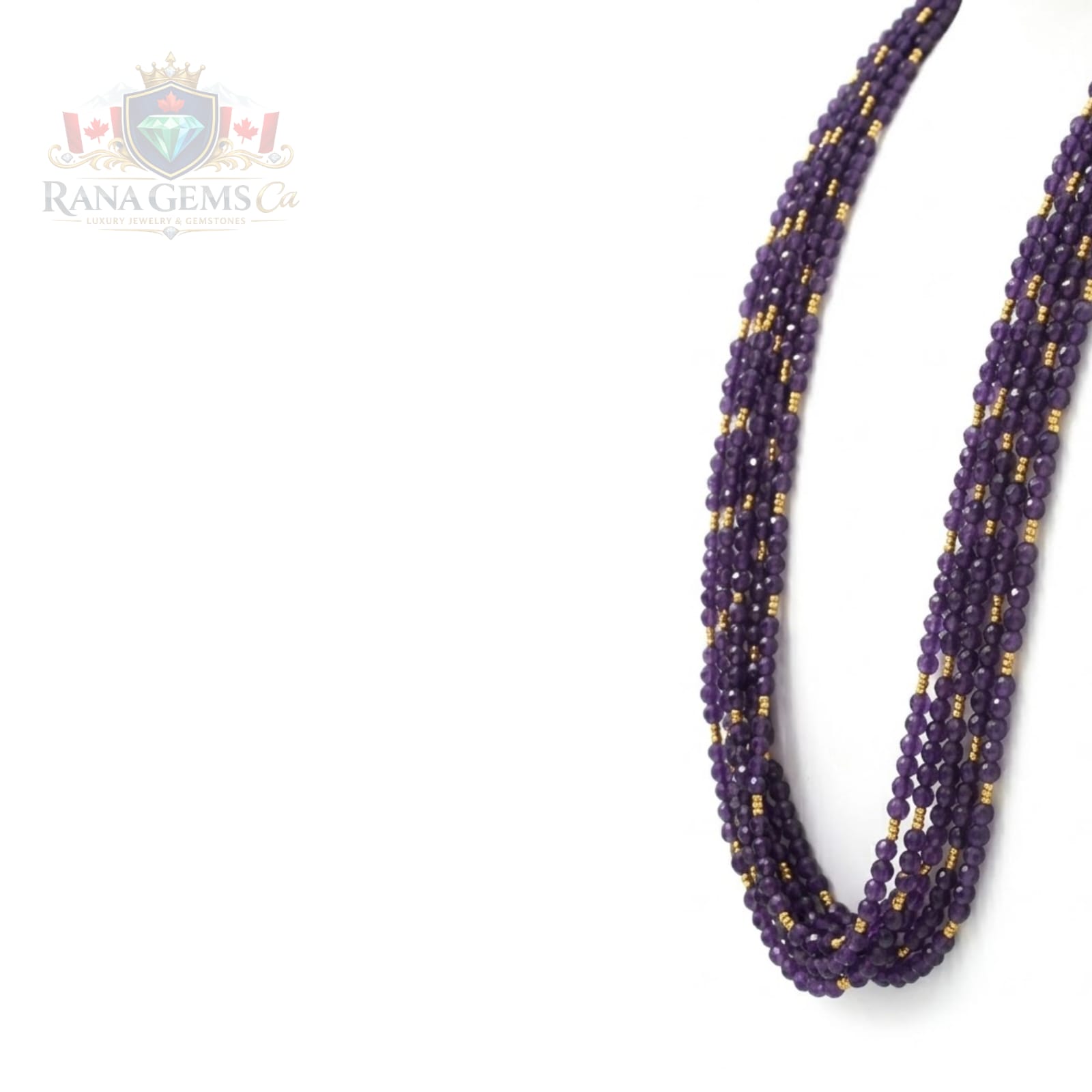 Amethyst + Gold Beads String