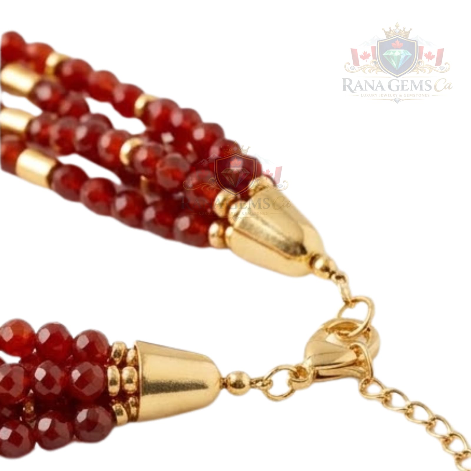Carnelian + Gold Beads String